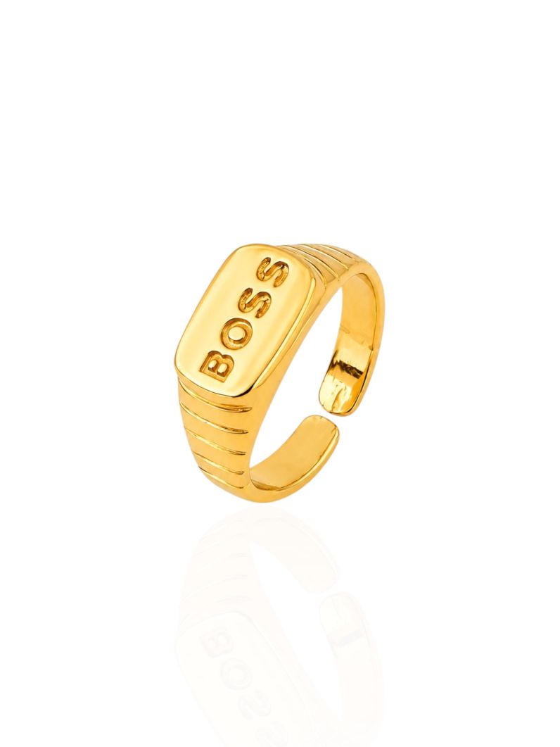 Anel Regulável Folheado a Ouro 18k Inspiração Grandes Marcas
