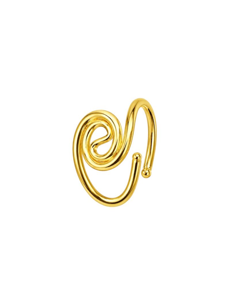 Anel Regulável Folheado a Ouro 18k Ondulado