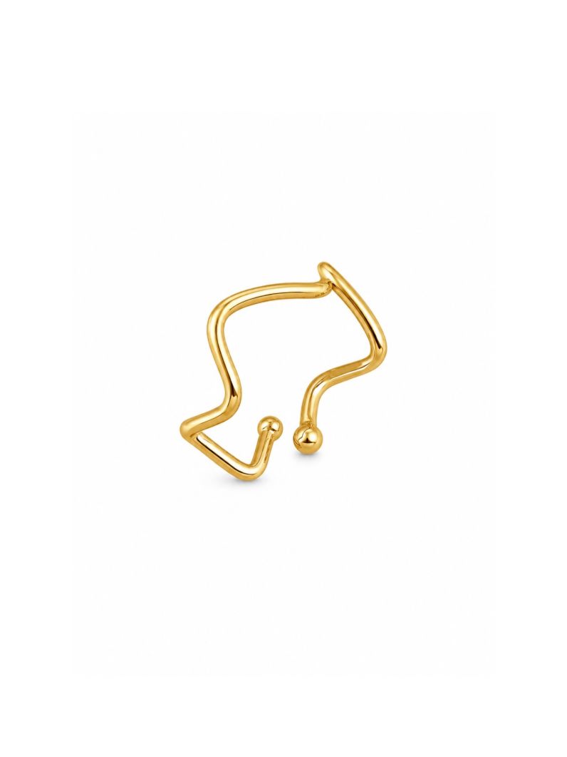 Anel Regulável Folheado a Ouro 18k Ondulado