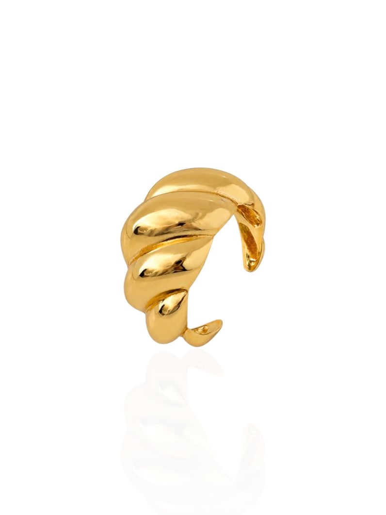 Anel Regulável Folheado a Ouro 18k Torcido Liso