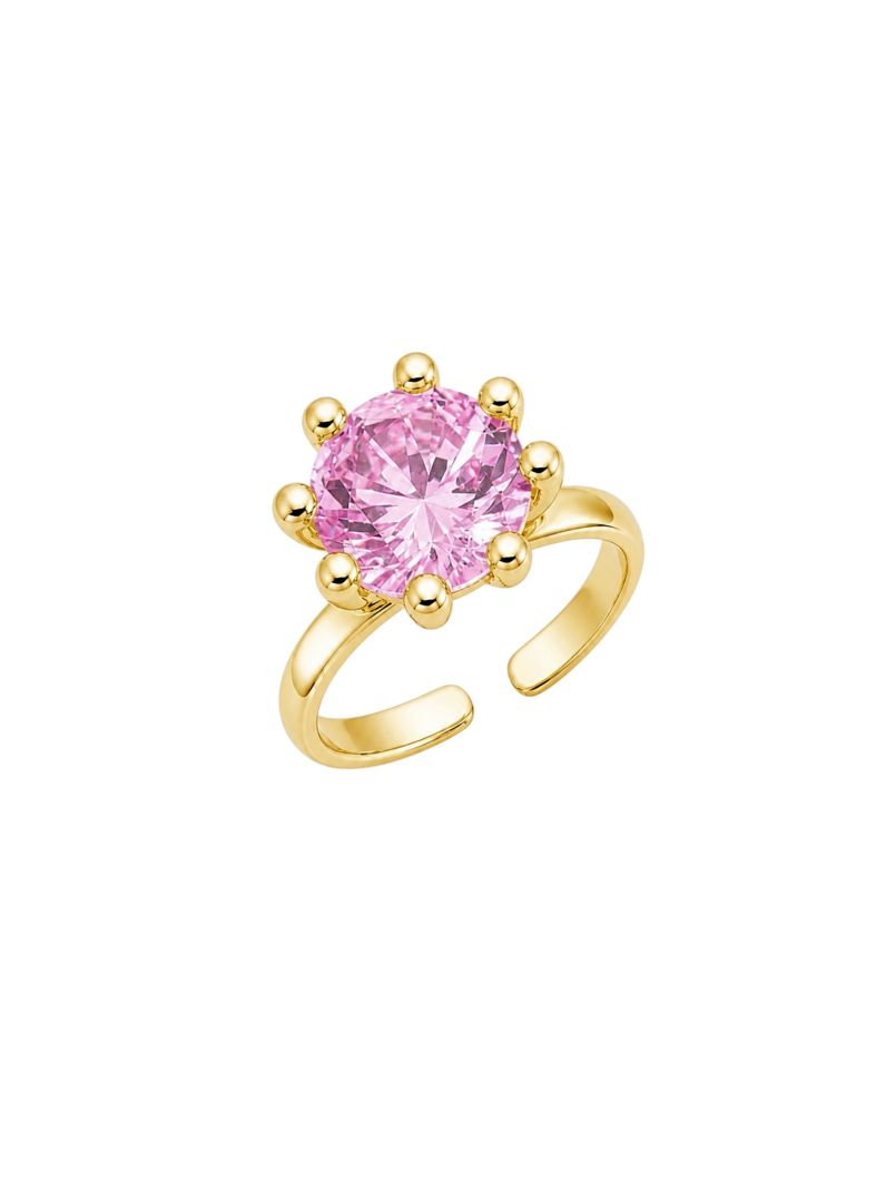 Anel Rosa Virginia Folheado a Ouro,Prata e dimante- 12mm- Regulavel