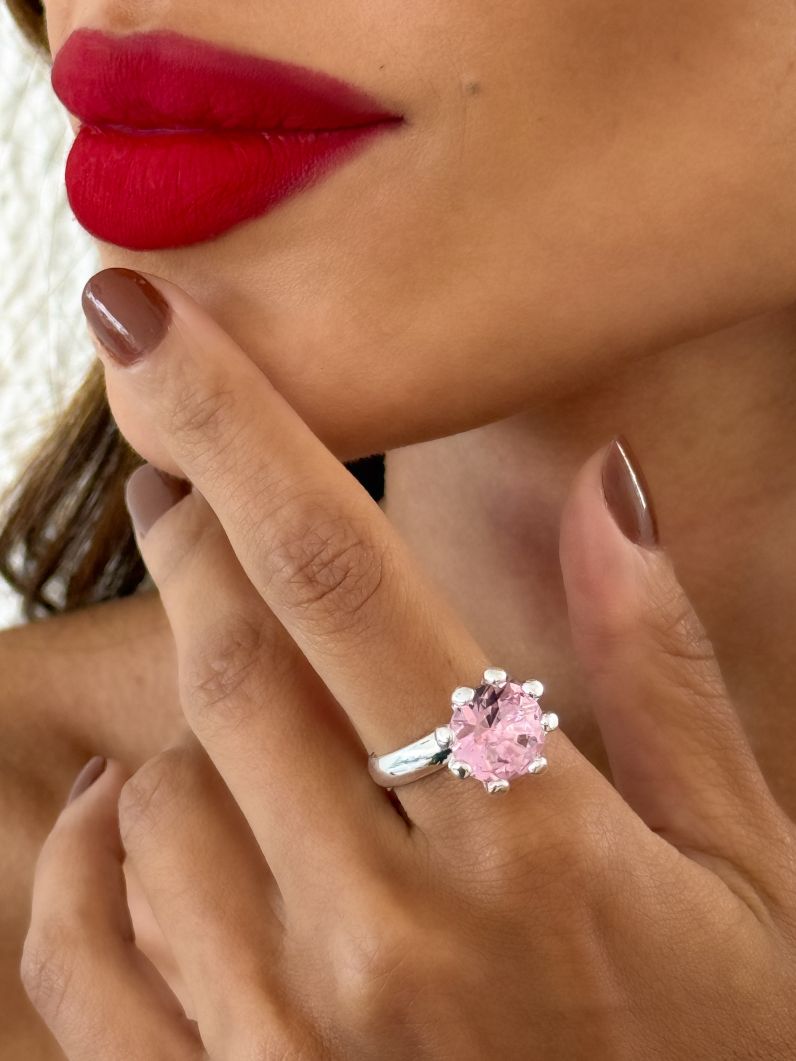 Anel Rosa Virginia Folheado a Ouro,Prata e dimante- 12mm- Regulavel