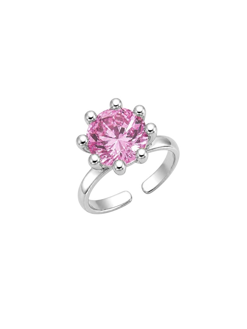 Anel Rosa Virginia Folheado a Ouro,Prata e dimante- 12mm- Regulavel