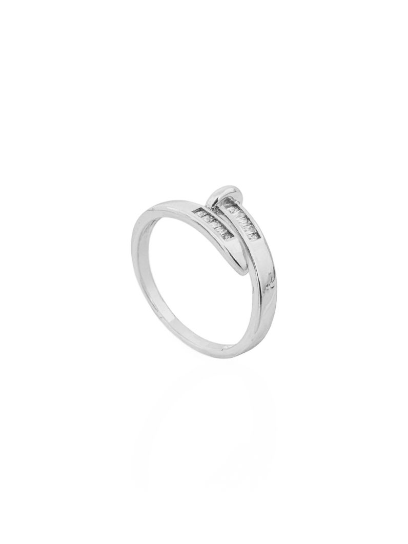 Anel Semi Joia Folheado a Prata 925 Design Prego