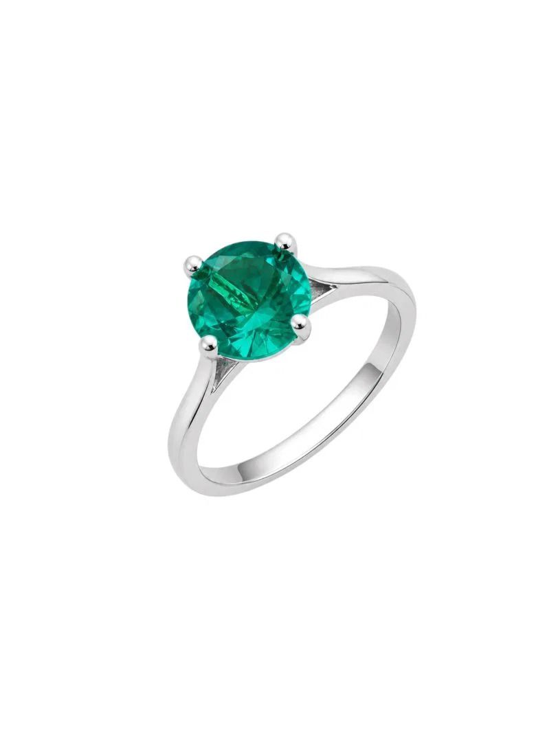 Anel Virginia Folheado a Ouro 18k, Prata 925 e Diamante Solitário Pedra Turmalina - 7mm