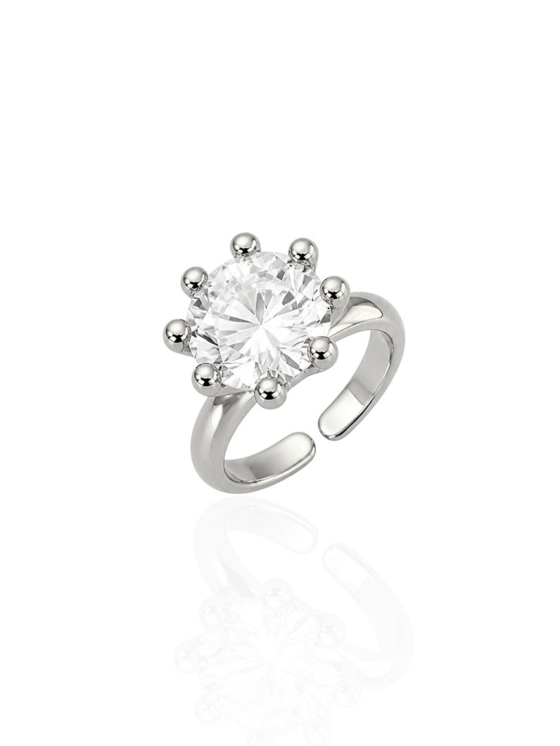 Anel Virginia Folheado a Ouro,Prata e dimante- 12mm
