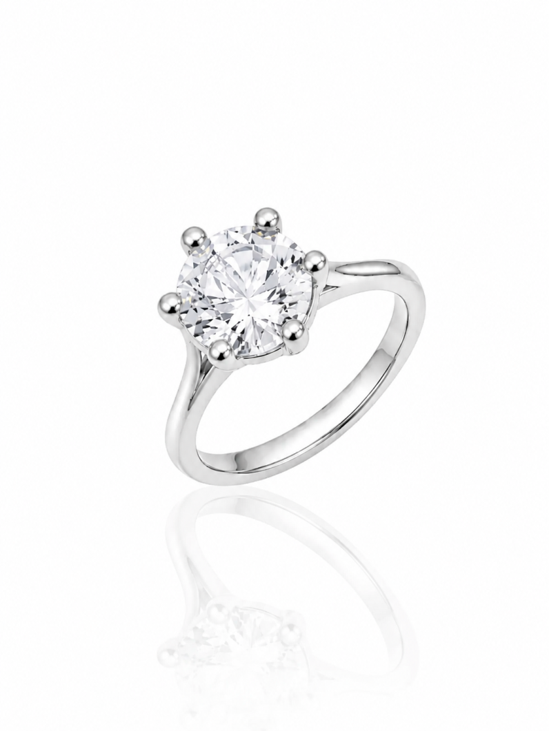 Anel Virginia Zircônia, Folheado a Ouro 18k, Prata 925 e Diamante - 8mm - Cristal