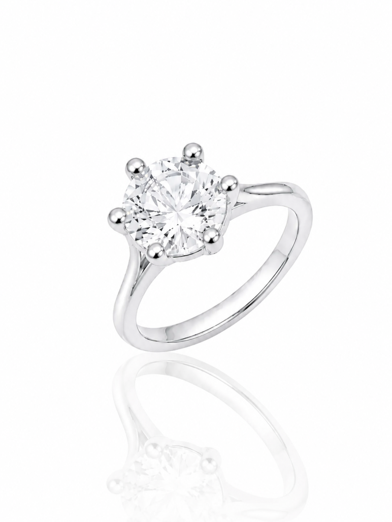 Anel Virginia Zircônia, Folheado a Ouro 18k, Prata 925 e Diamante - 8mm - Cristal