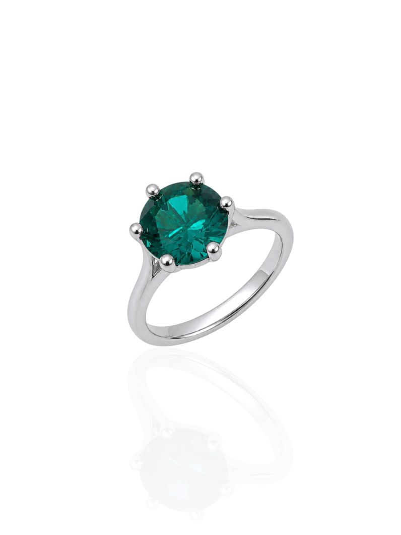 Anel Virginia Zircônia, Folheado a Ouro 18k, Prata 925 e Diamante Pedra Turmalina - 8mm
