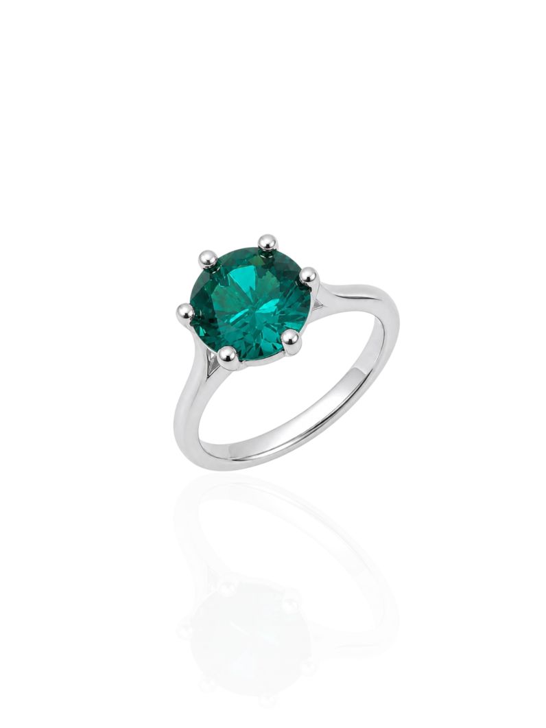 Anel Virginia Zircônia, Folheado a Ouro 18k, Prata 925 e Diamante Pedra Turmalina - 8mm