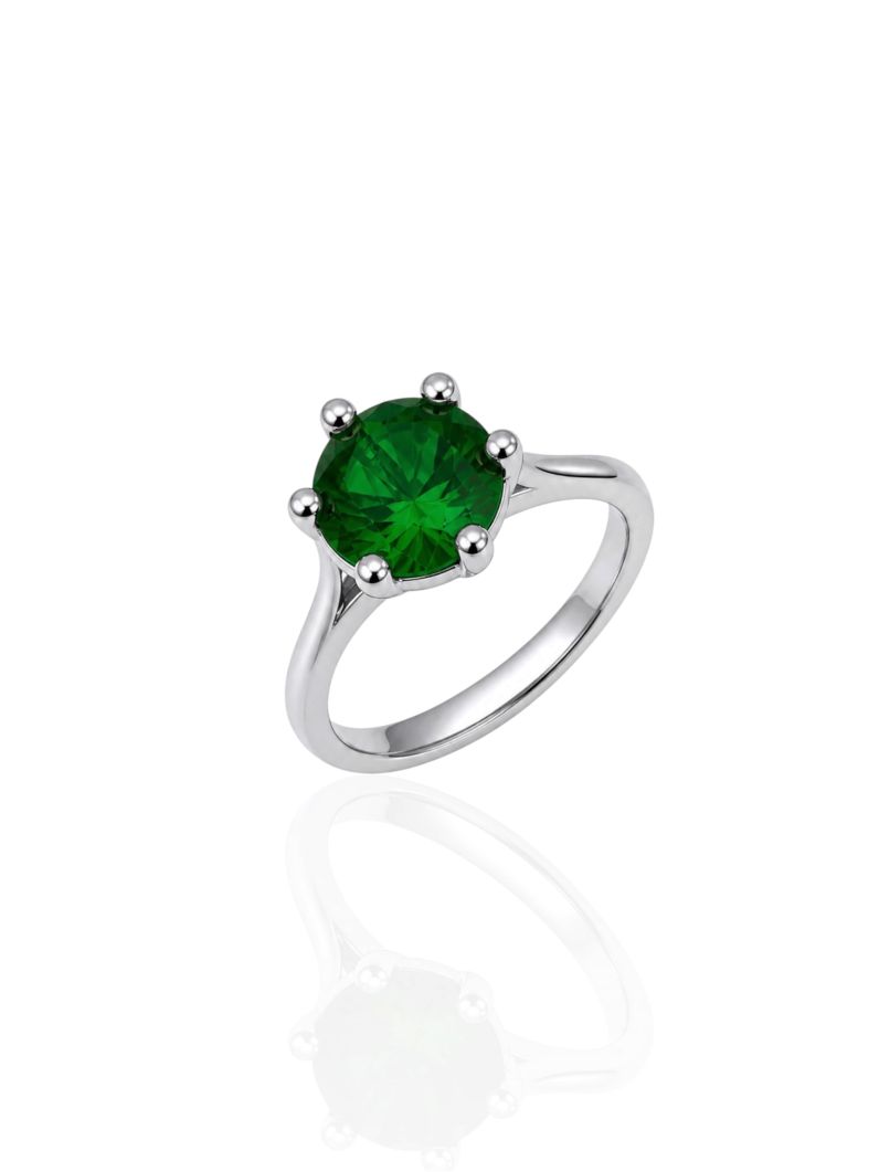 Anel Virginia Zircônia, Folheado a Ouro 18k, Prata 925 e Diamante Pedra Verde - 8mm