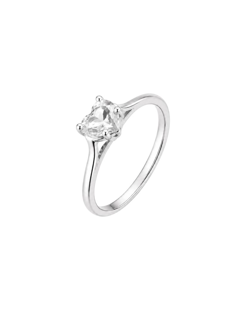 Anel Zircônia Coração Folheado a Ouro 18k, Prata 925 e Diamante Cristal - 6mm
