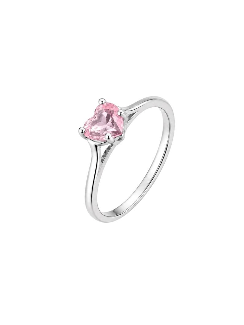 Anel Zircônia Coração Folheado a Ouro 18k e Prata 925 Rosa - 6mm