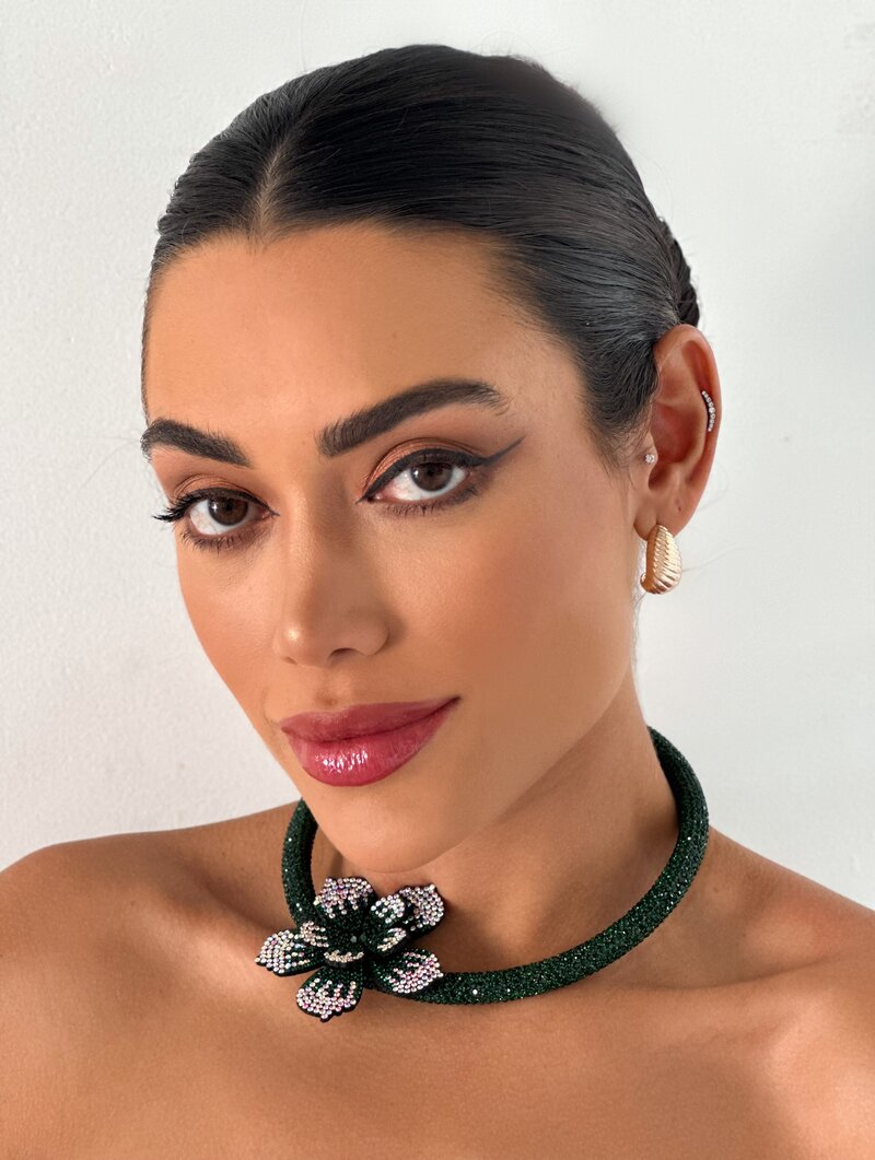 Aro Inspiração Swarovski com Flor