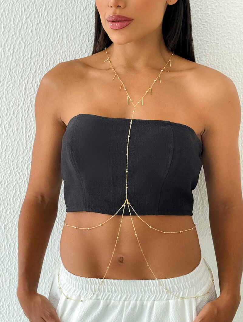 Body Chain Folheado a Ouro 18k com Mini Esferas