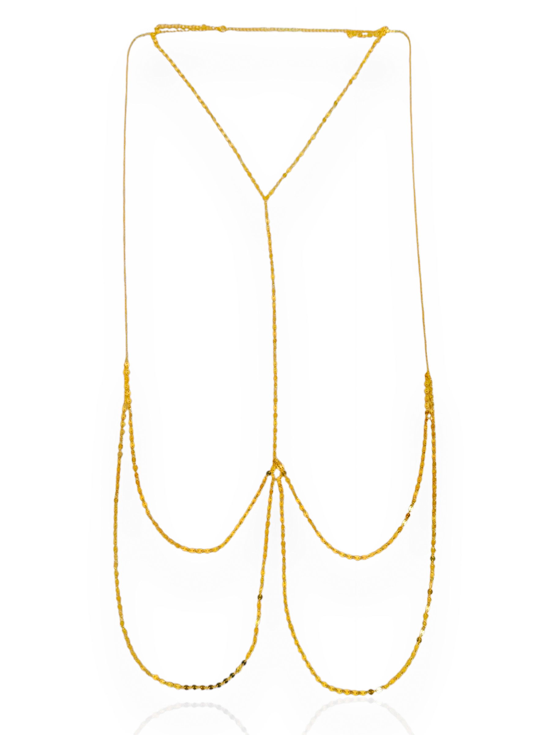 Body Chain Folheado a Ouro 18k e Prata 925 Corrente Segmentada