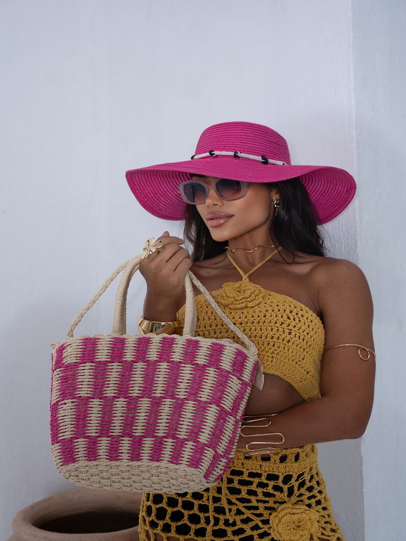 Bolsa Design Palha Tecida - Pink