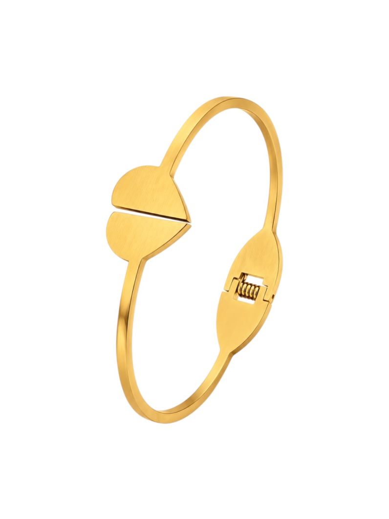 Bracelete Aço Inoxidavel Folheado a Ouro 18k Coração