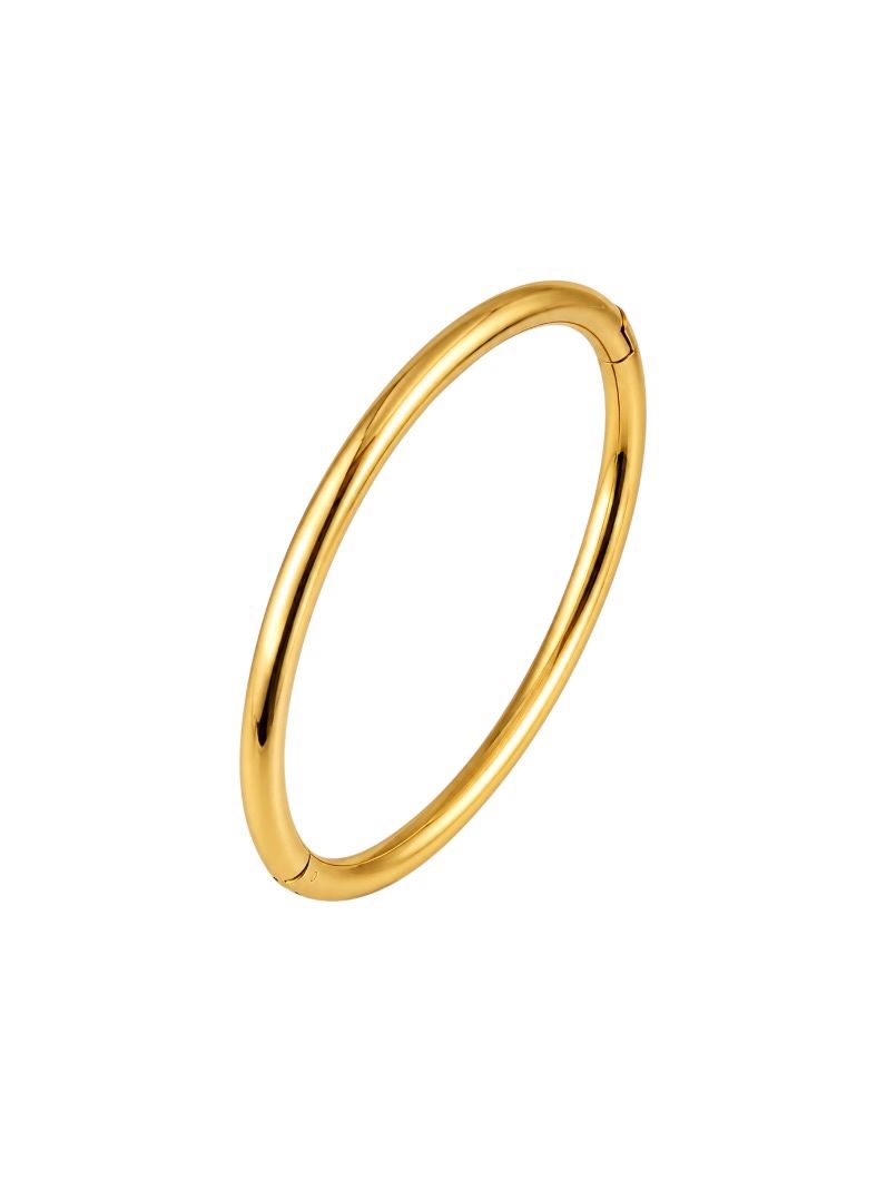 Bracelete Aço Inoxidavel Folheado a Ouro 18k Design Liso