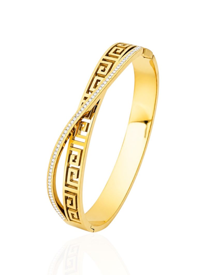 Bracelete Aço Inoxidavel Folheado a Ouro 18k Design Moderno