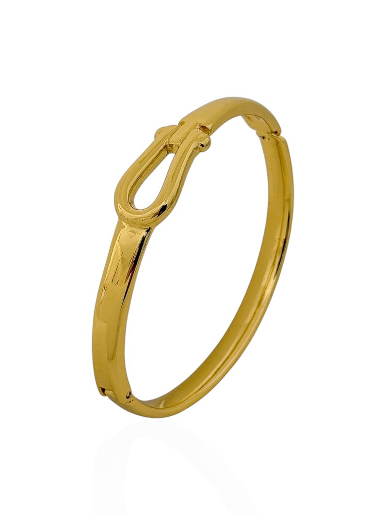 Bracelete Aço Inoxidável Folheado a Ouro 18k Design Moderno Liso