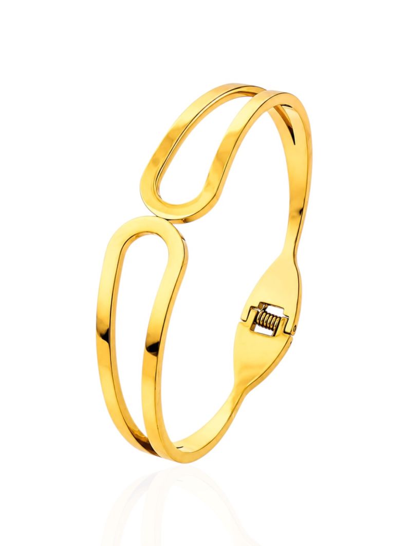 Bracelete Aço Inoxidavel Folheado a Ouro 18k Duo Gota Vazado