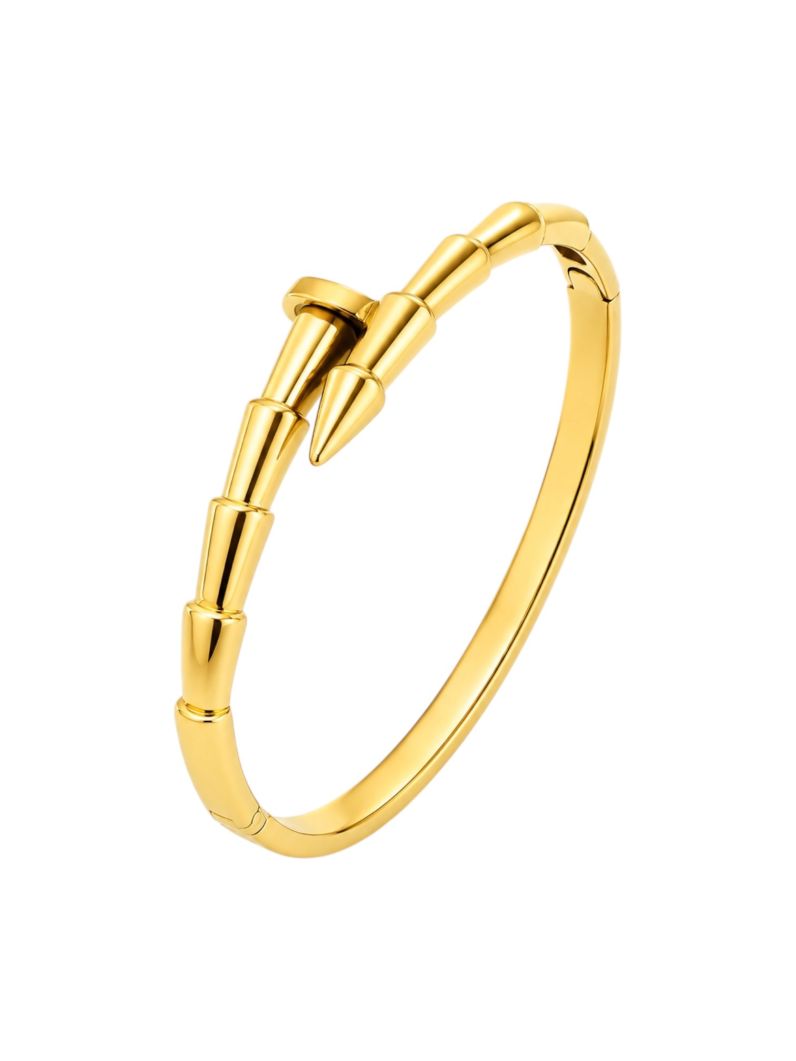Bracelete Aço Inoxidavel Folheado a Ouro 18k e Prata Design Prego