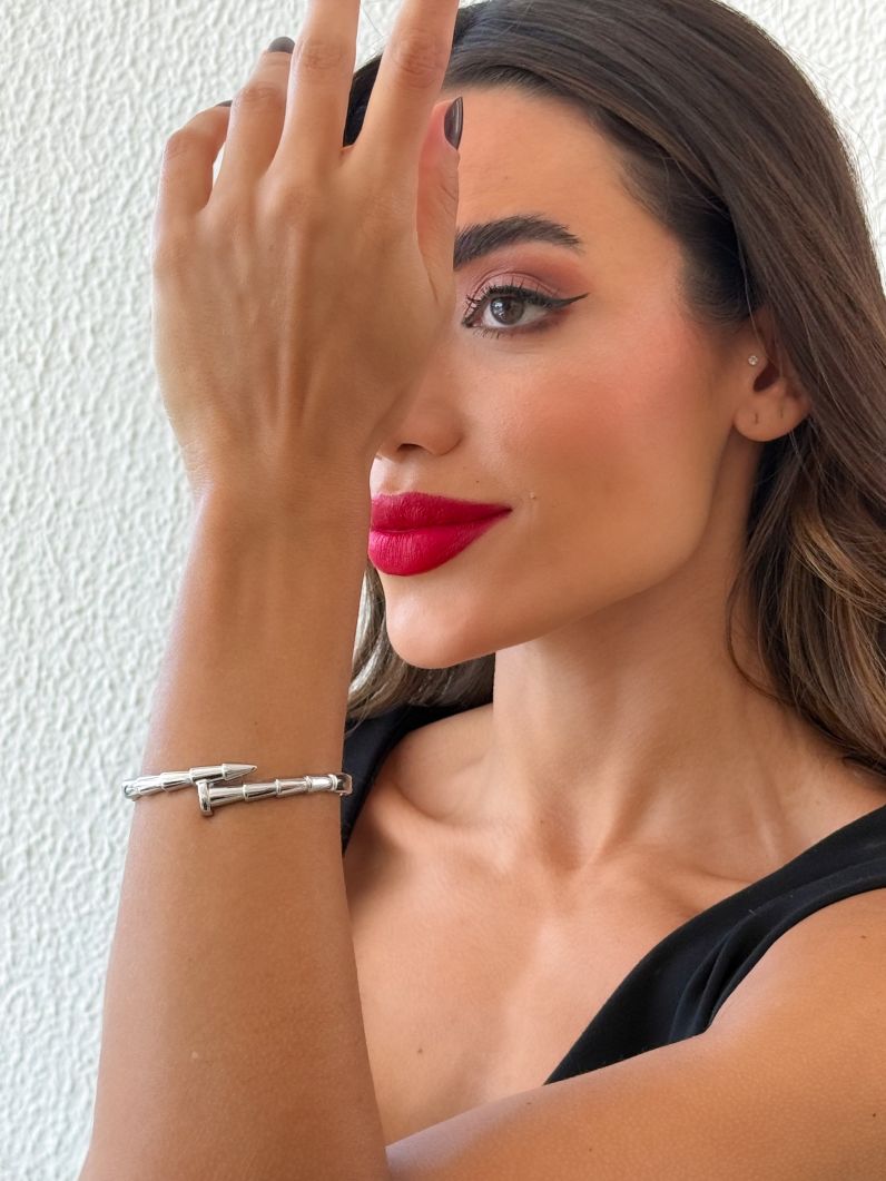 Bracelete Aço Inoxidavel Folheado a Ouro 18k e Prata Design Prego