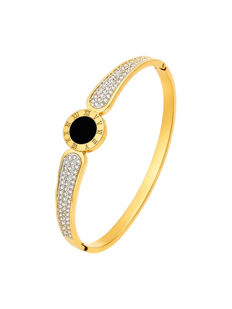 Bracelete Aço Inoxidavel Folheado a Ouro 18k e Prata Grandes Marcas Resinada e Cravejado