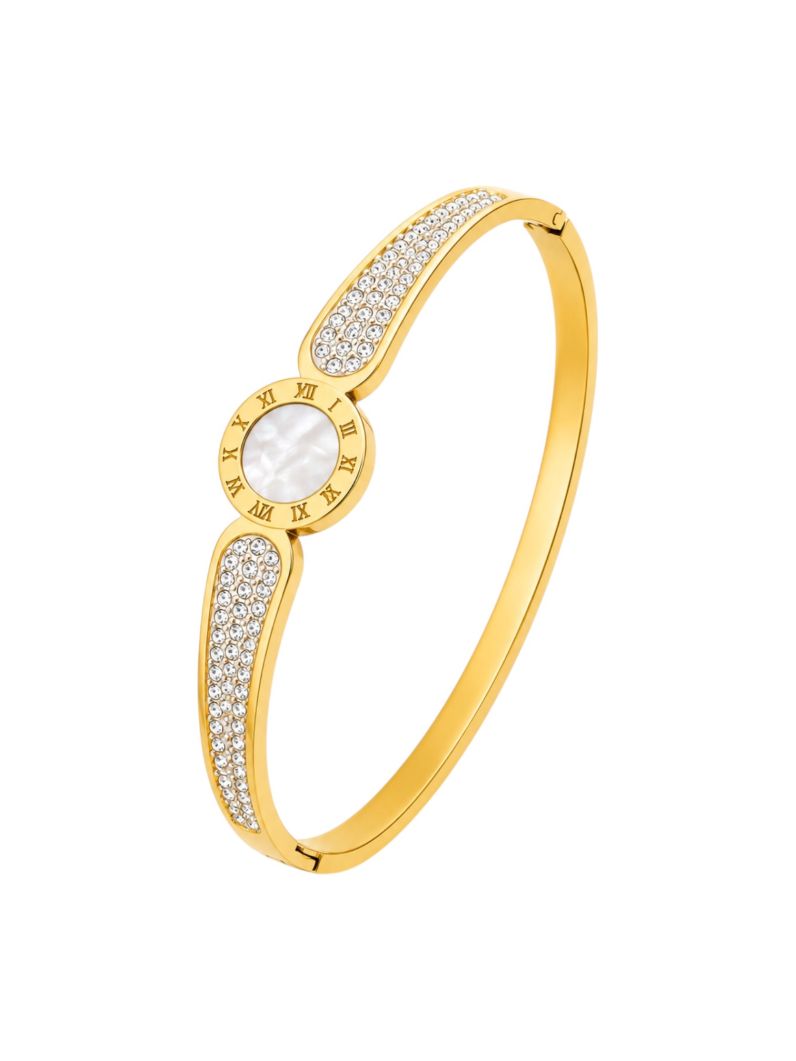 Bracelete Aço Inoxidavel Folheado a Ouro 18k e Prata Grandes Marcas Resinada e Cravejado
