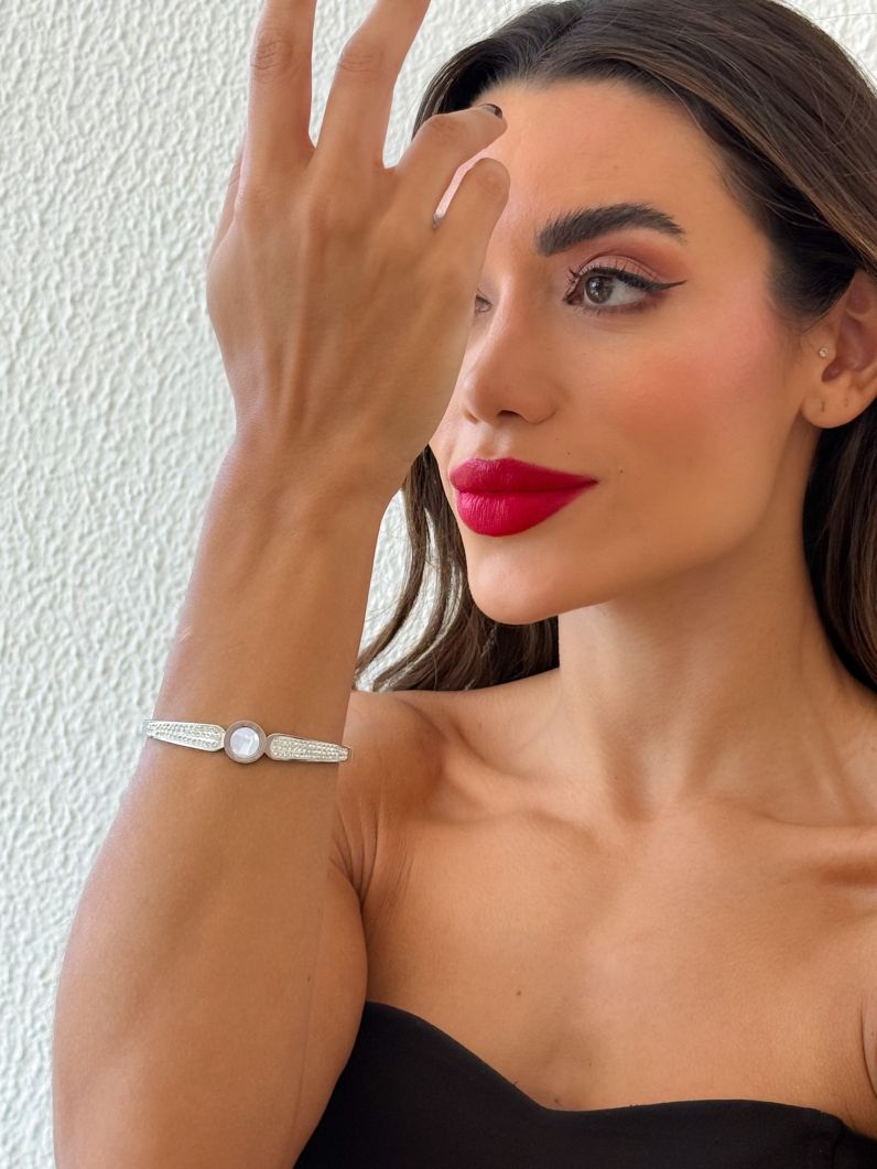 Bracelete Aço Inoxidavel Folheado a Ouro 18k e Prata Grandes Marcas Resinada e Cravejado