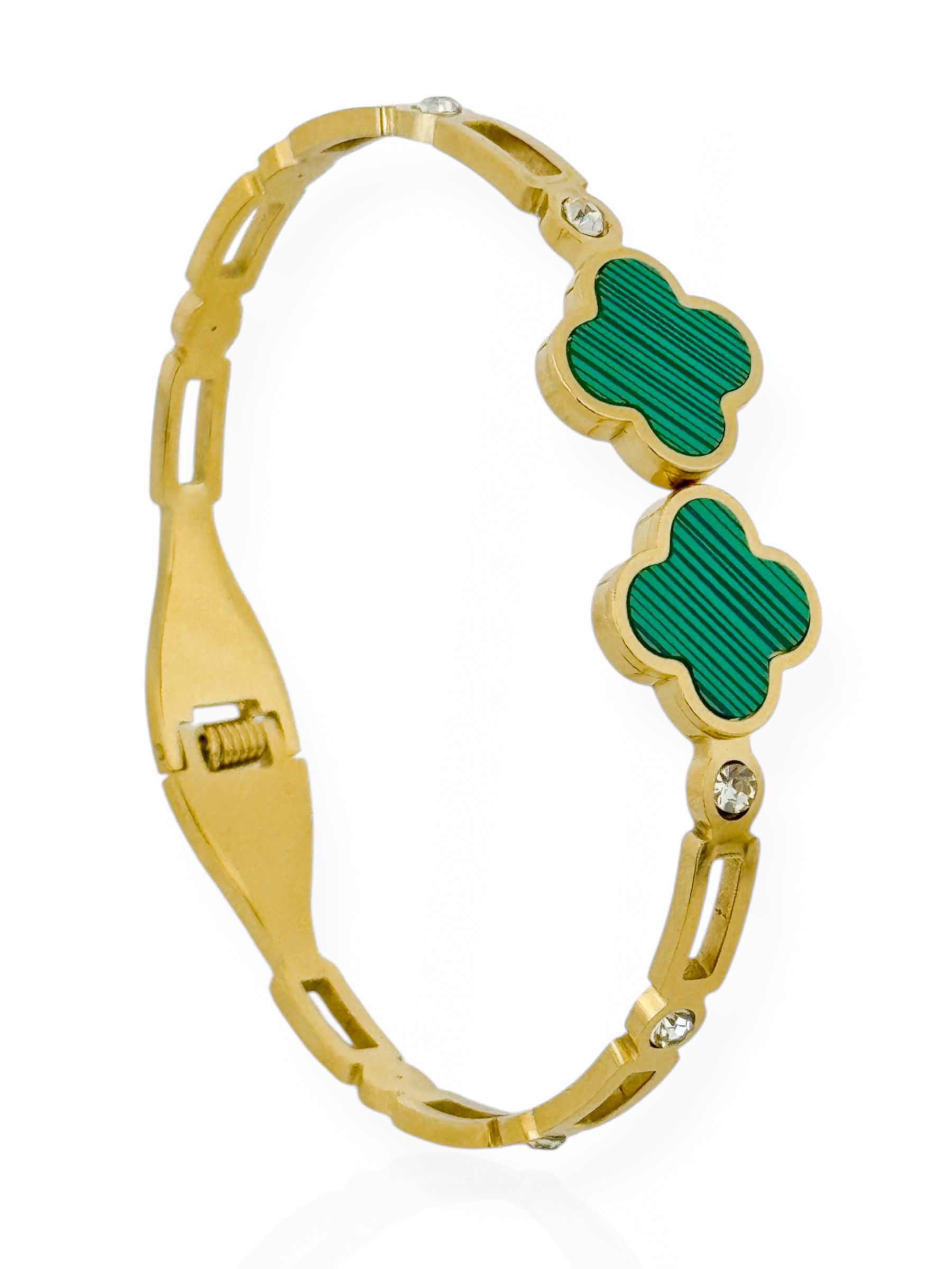 Bracelete Aço inoxidável Folheado a Ouro 18k e Prata Inspiração Vg. com Pontos de Luz