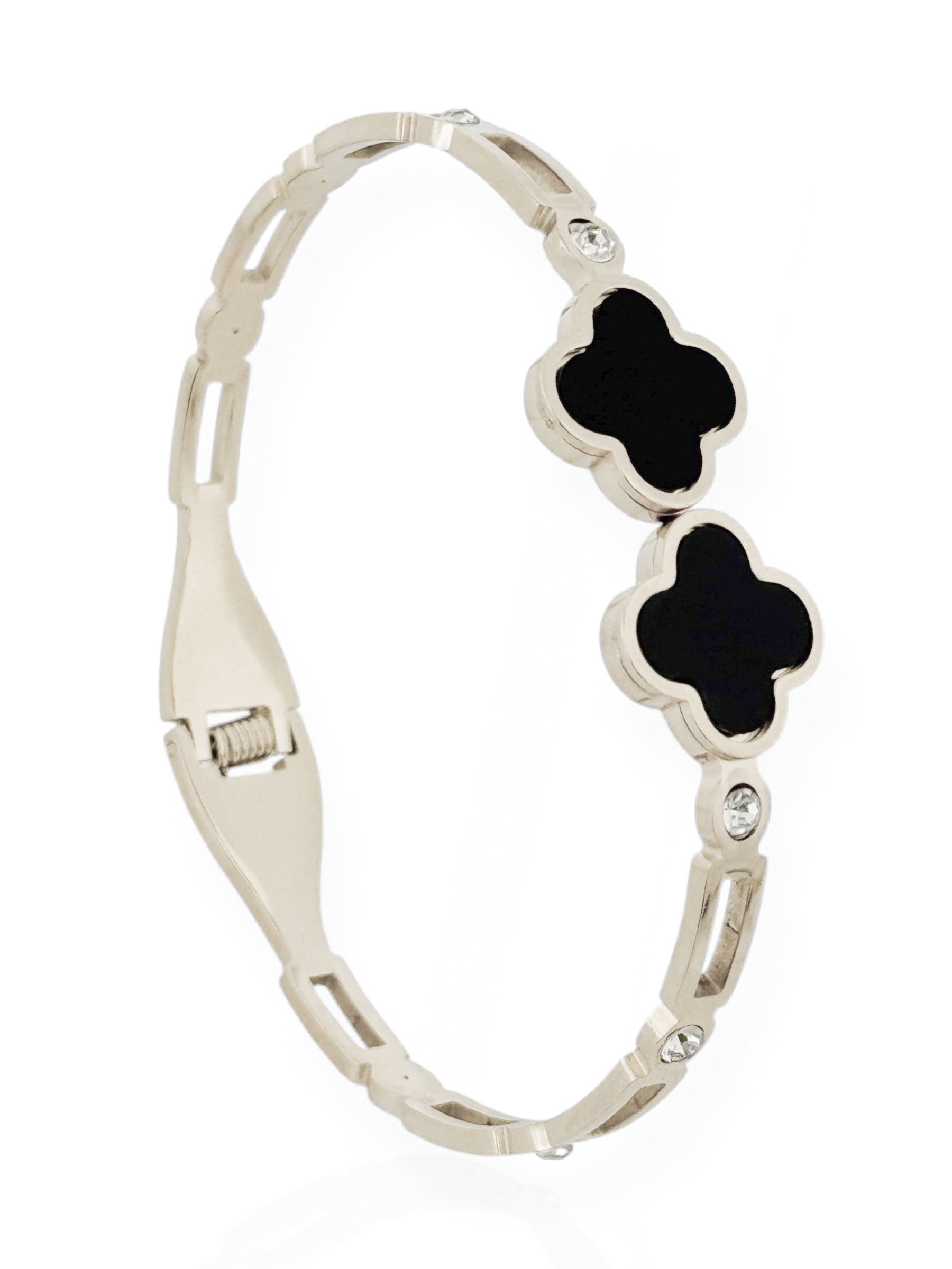 Bracelete Aço inoxidável Folheado a Ouro 18k e Prata Inspiração Vg. com Pontos de Luz