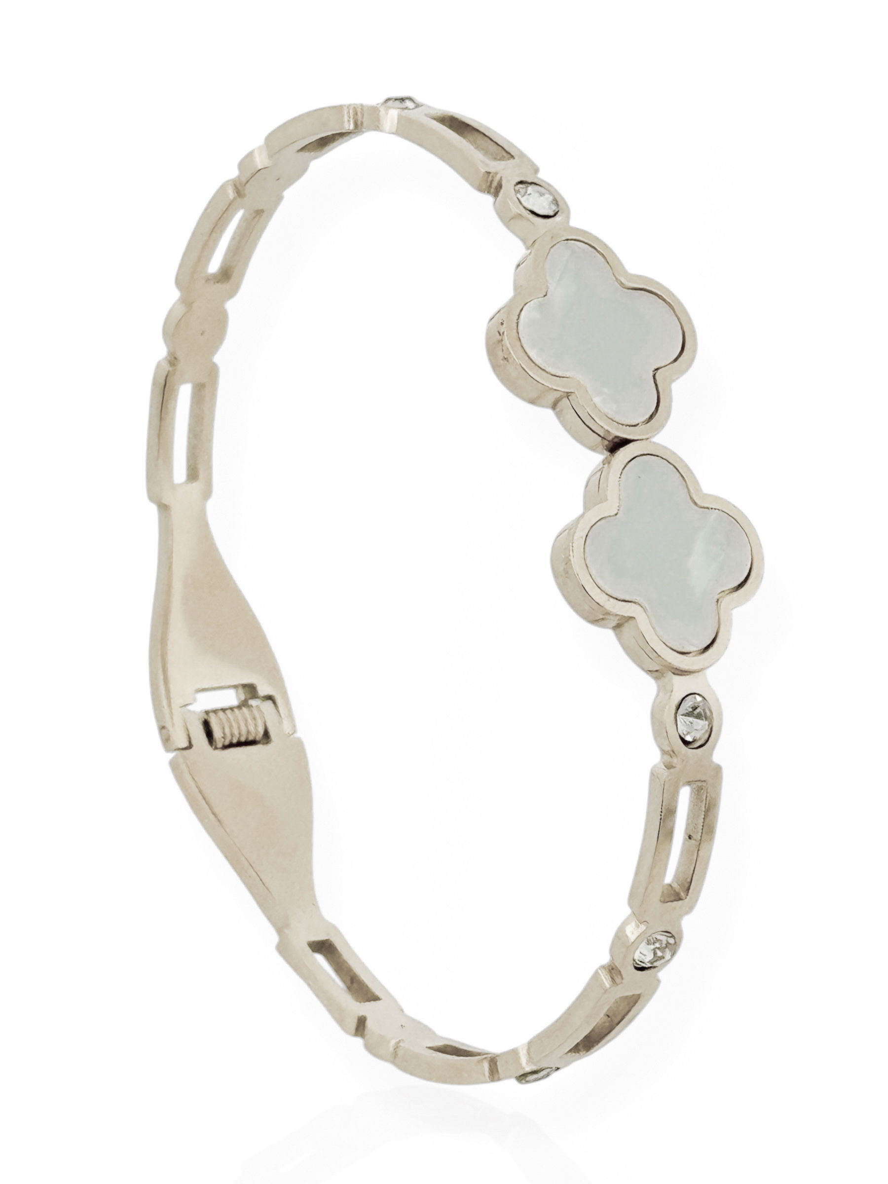 Bracelete Aço inoxidável Folheado a Ouro 18k e Prata Inspiração Vg. com Pontos de Luz