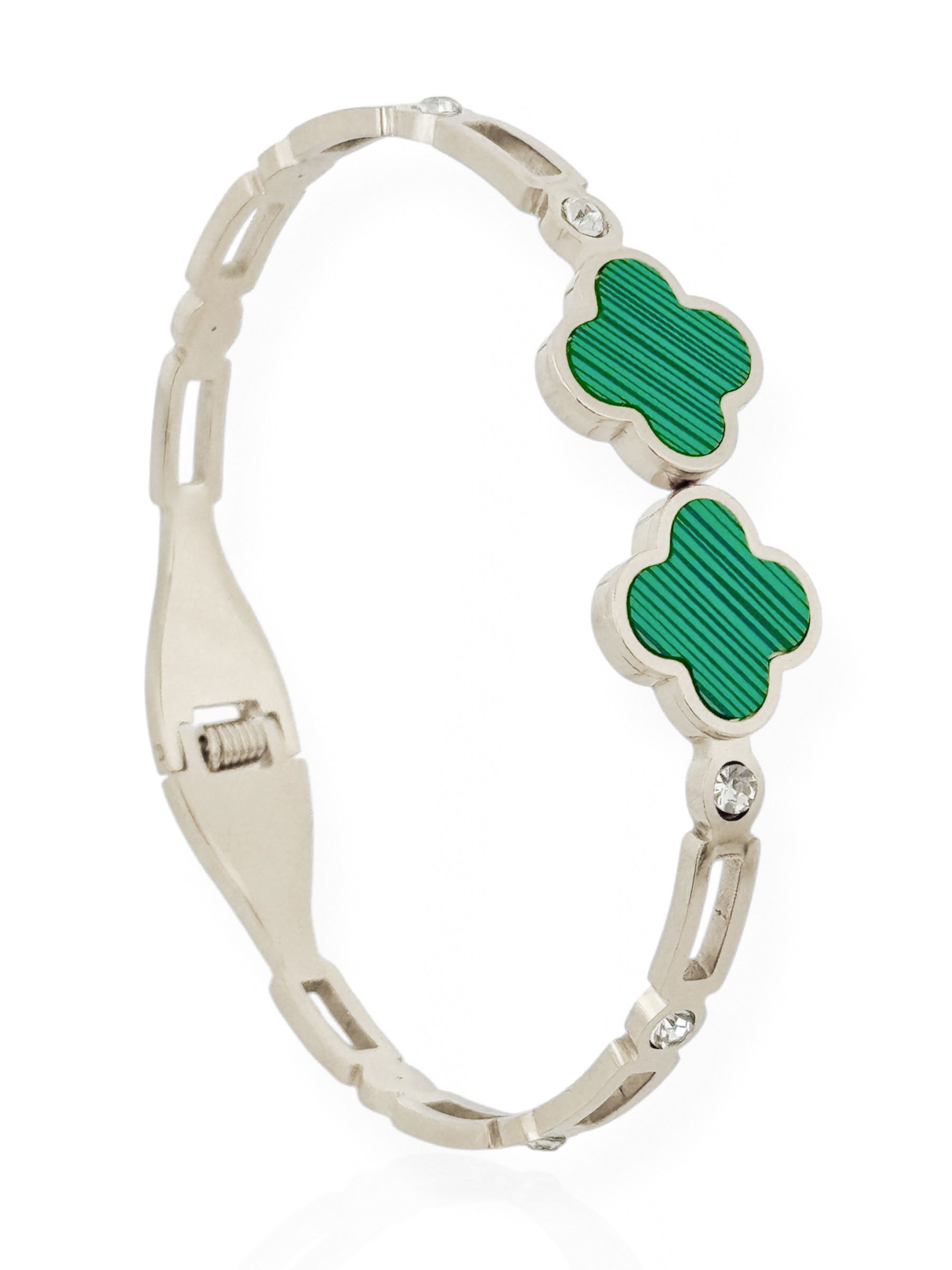 Bracelete Aço inoxidável Folheado a Ouro 18k e Prata Inspiração Vg. com Pontos de Luz