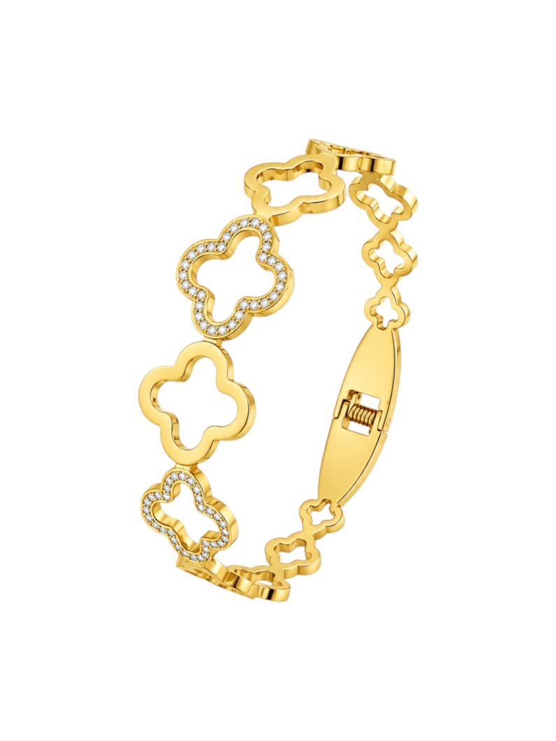 Bracelete Aço Inoxidável Folheado a Ouro 18k e Prata Inspiração Vg.