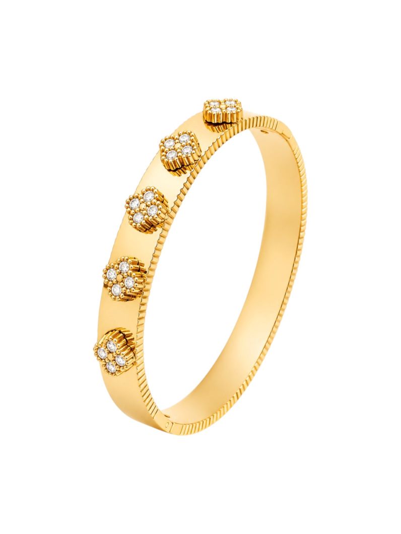 Bracelete Aço Inoxidavel Folheado a Ouro 18k e Prata Inspiração Vg Com Zirconia