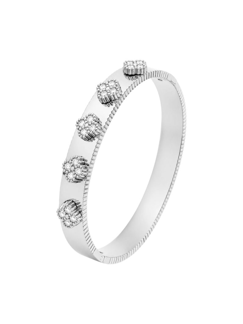 Bracelete Aço Inoxidavel Folheado a Ouro 18k e Prata Inspiração Vg Com Zirconia