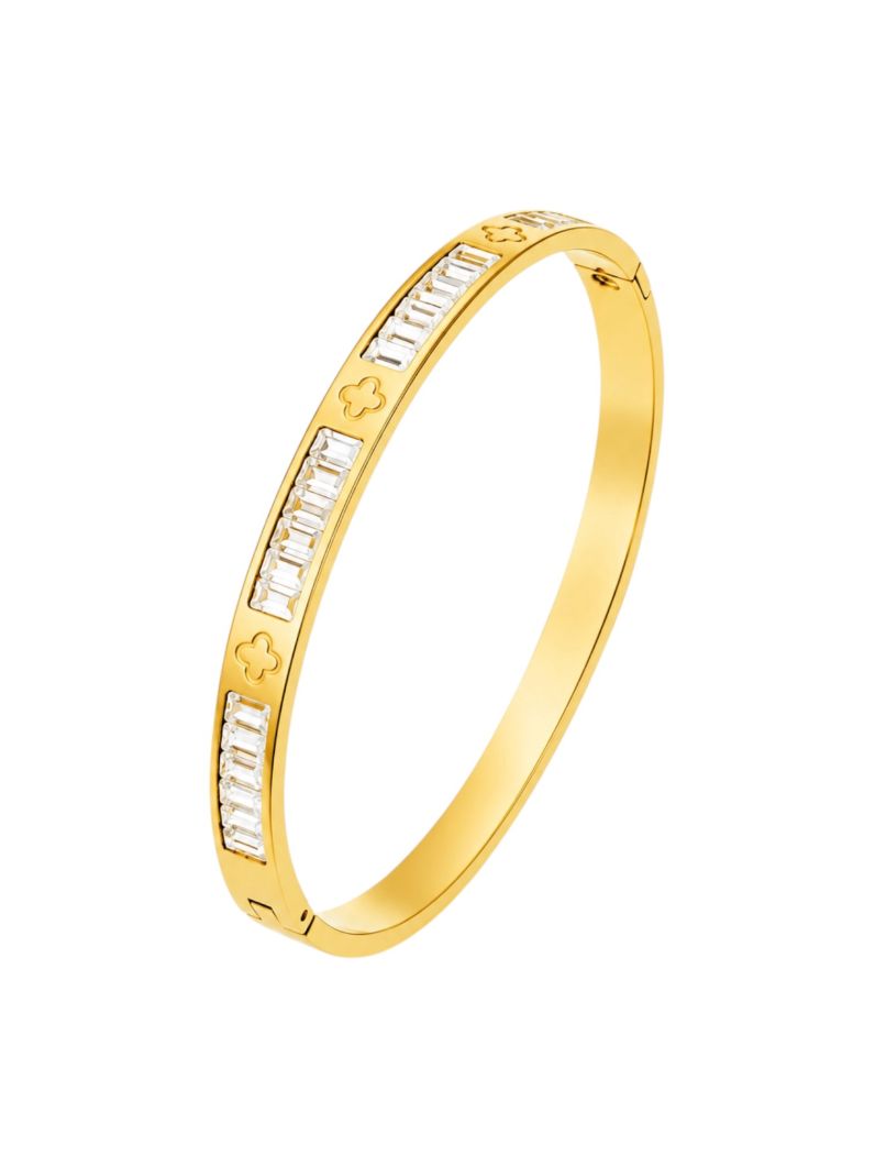 Bracelete Aço Inoxidavel Folheado a Ouro 18k e Prata Navetes