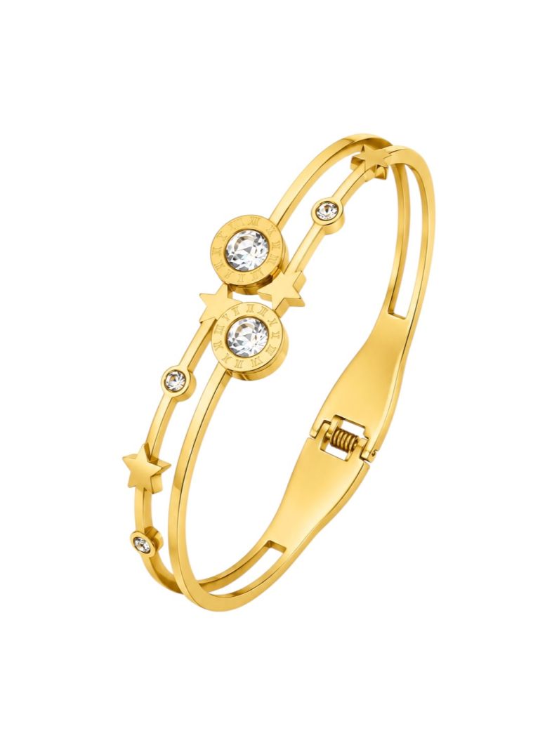 Bracelete Aço Inoxidavel Folheado a Ouro 18k Inspiração Grandes Marcas