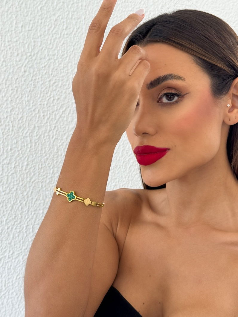 Bracelete Aço Inoxidável Folheado a Ouro 18k Inspiração Vg. Texturizada, Resinada e Lisa