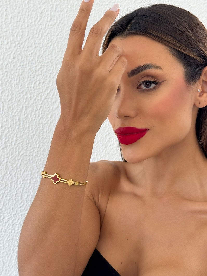 Bracelete Aço Inoxidável Folheado a Ouro 18k Inspiração Vg. Texturizada, Resinada e Lisa