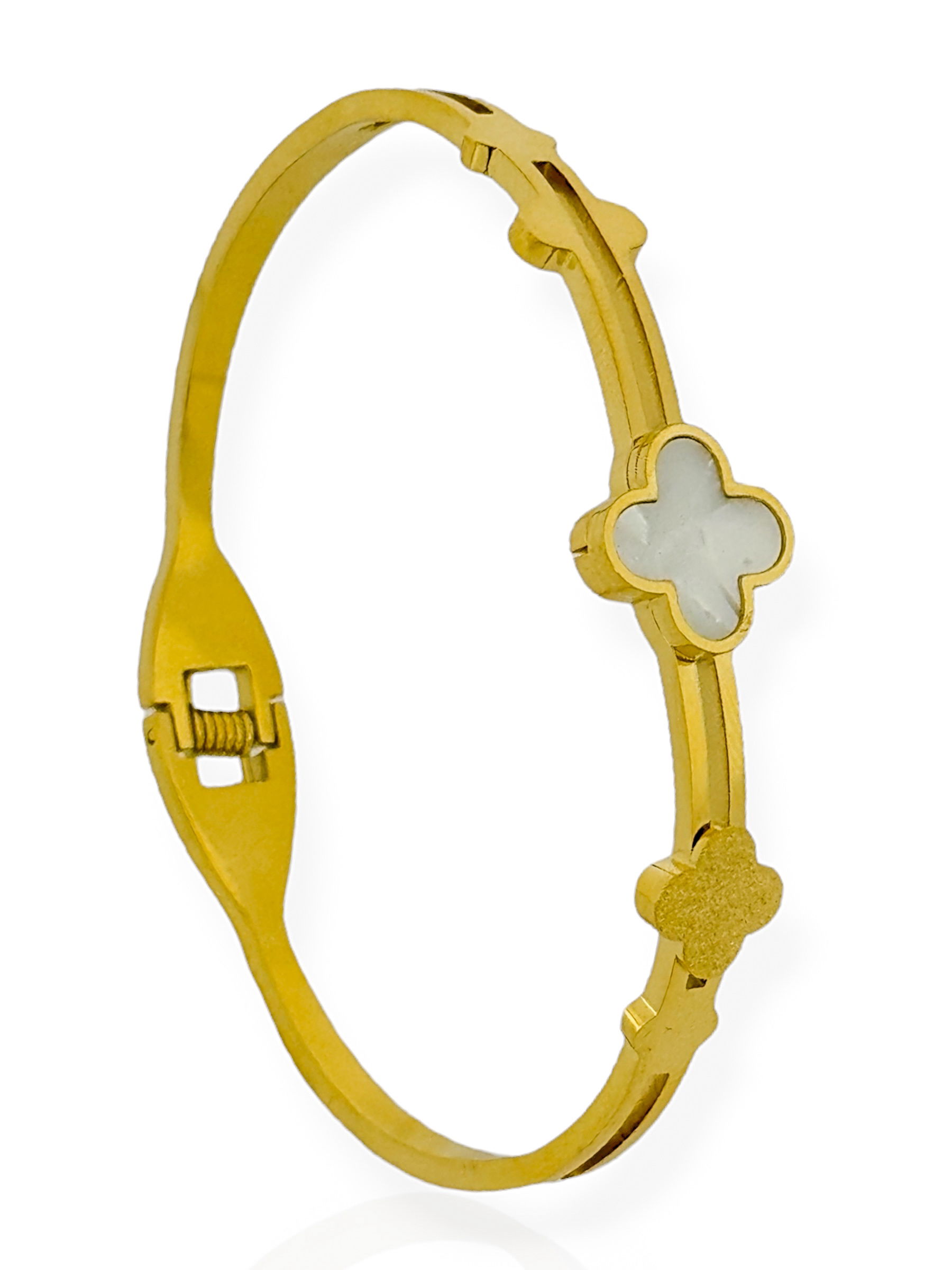 Bracelete Aço Inoxidável Folheado a Ouro 18k Inspiração Vg. Texturizada, Resinada e Lisa