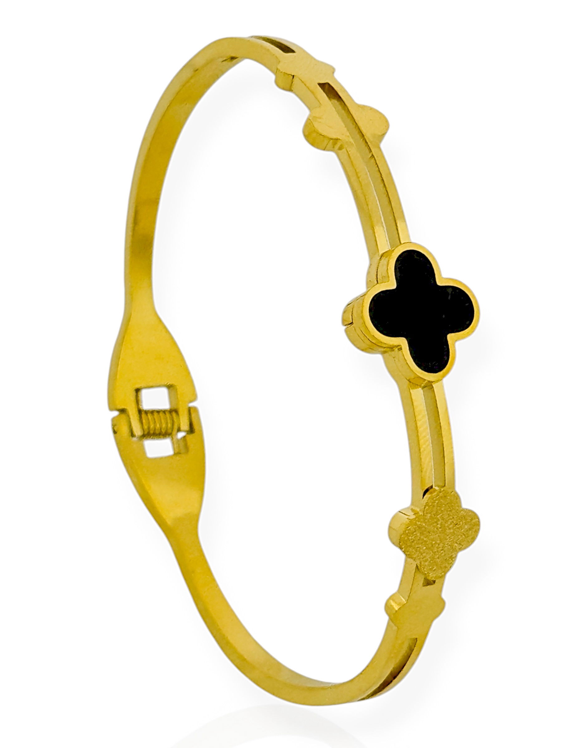 Bracelete Aço Inoxidável Folheado a Ouro 18k Inspiração Vg. Texturizada, Resinada e Lisa