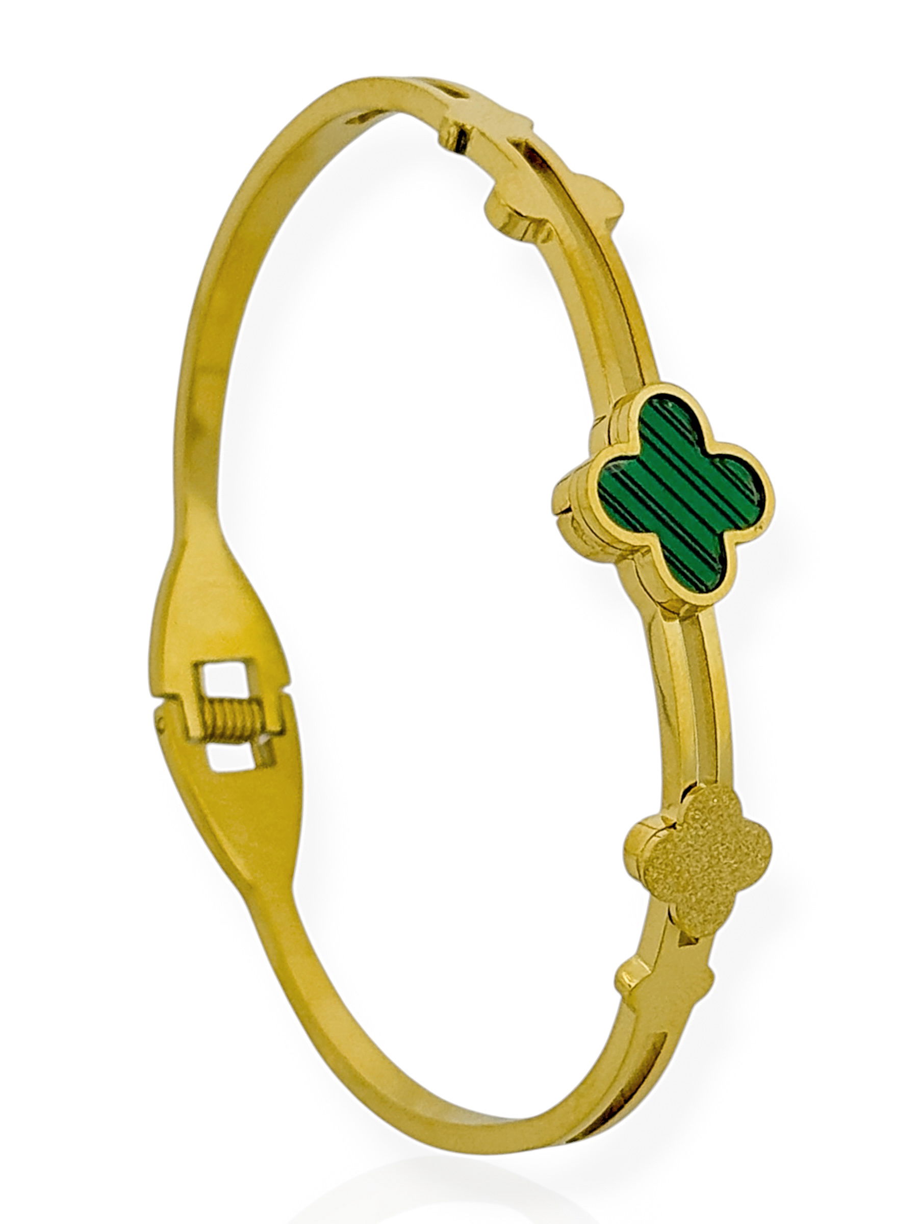 Bracelete Aço Inoxidável Folheado a Ouro 18k Inspiração Vg. Texturizada, Resinada e Lisa