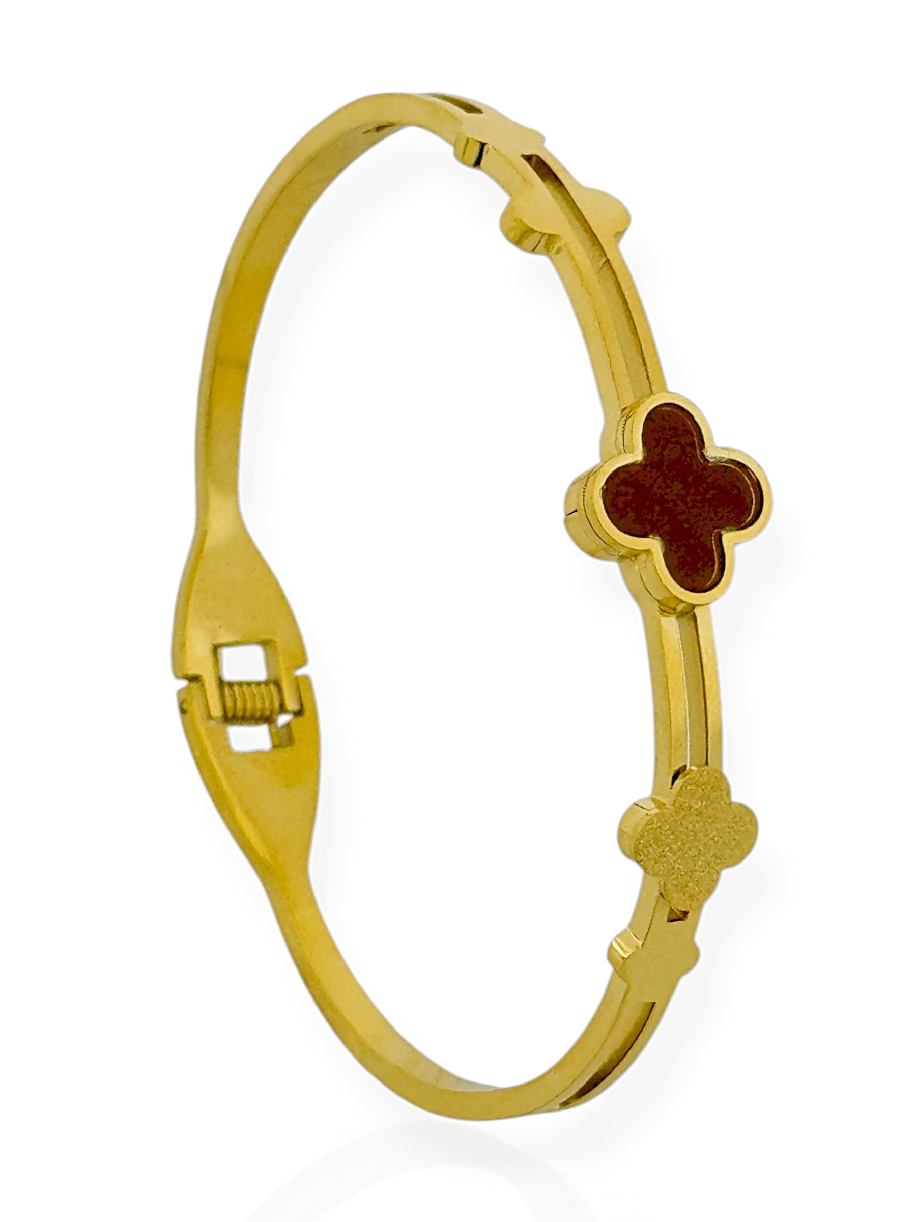 Bracelete Aço Inoxidável Folheado a Ouro 18k Inspiração Vg. Texturizada, Resinada e Lisa