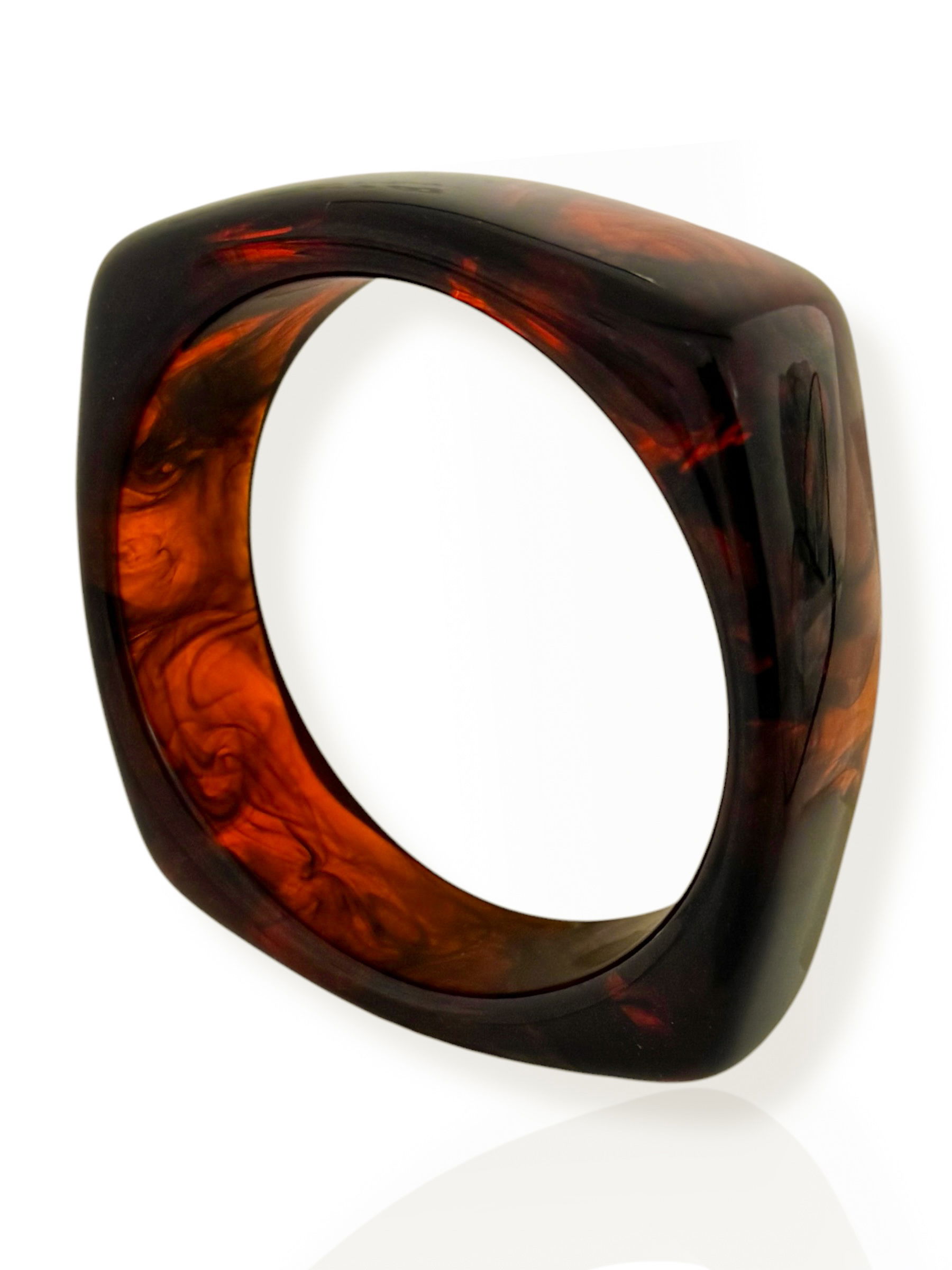 Bracelete Resina Tartaruga Marrom Quadrado