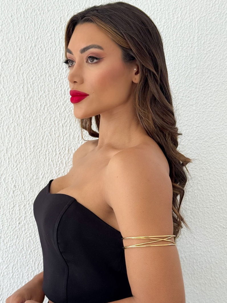 Bracelete Antebraço Folheado a Ouro 18k e Prata Fios