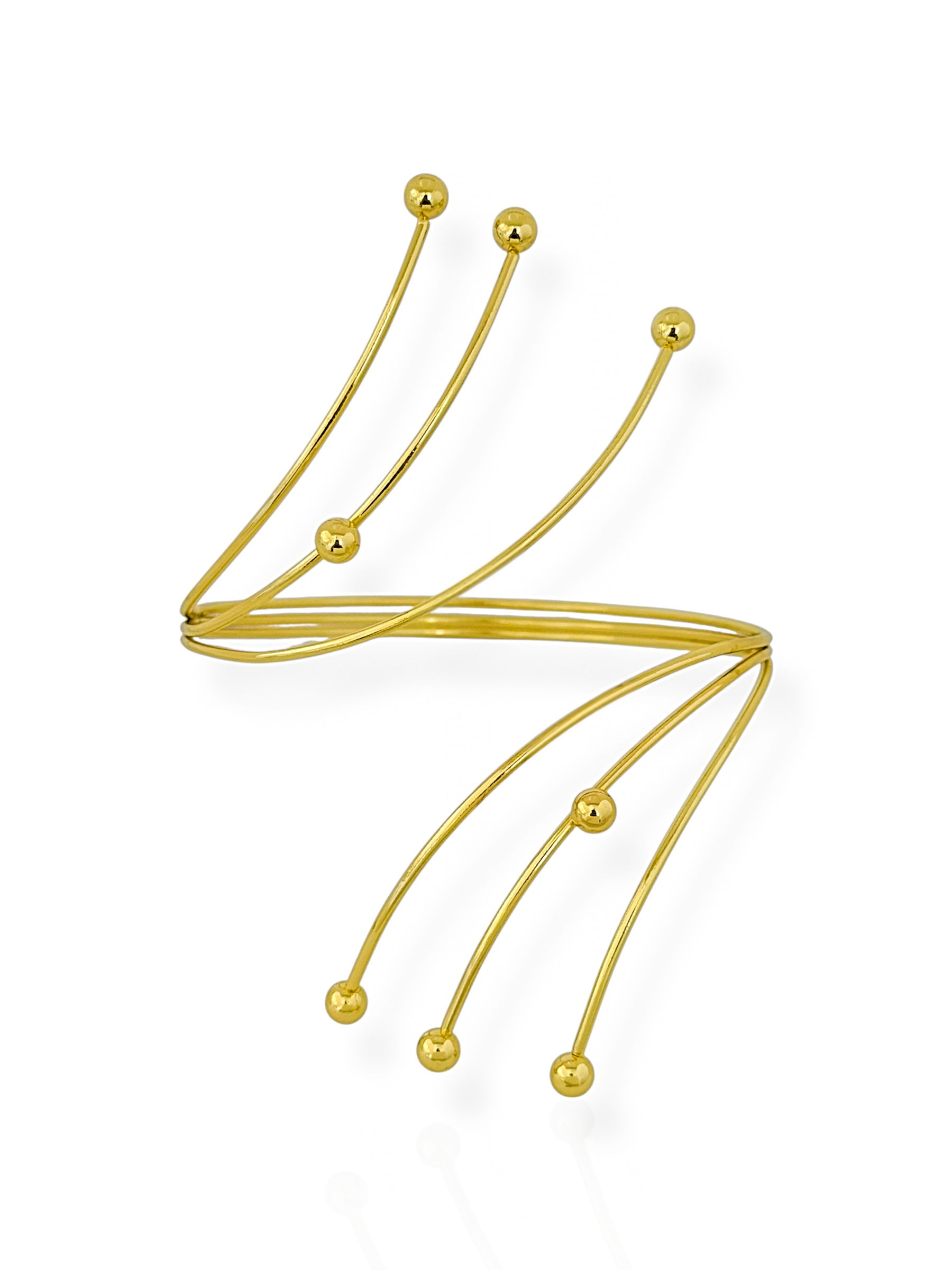 Bracelete Antebraço Folheado a Ouro 18k e Prata Fios Com Esferas