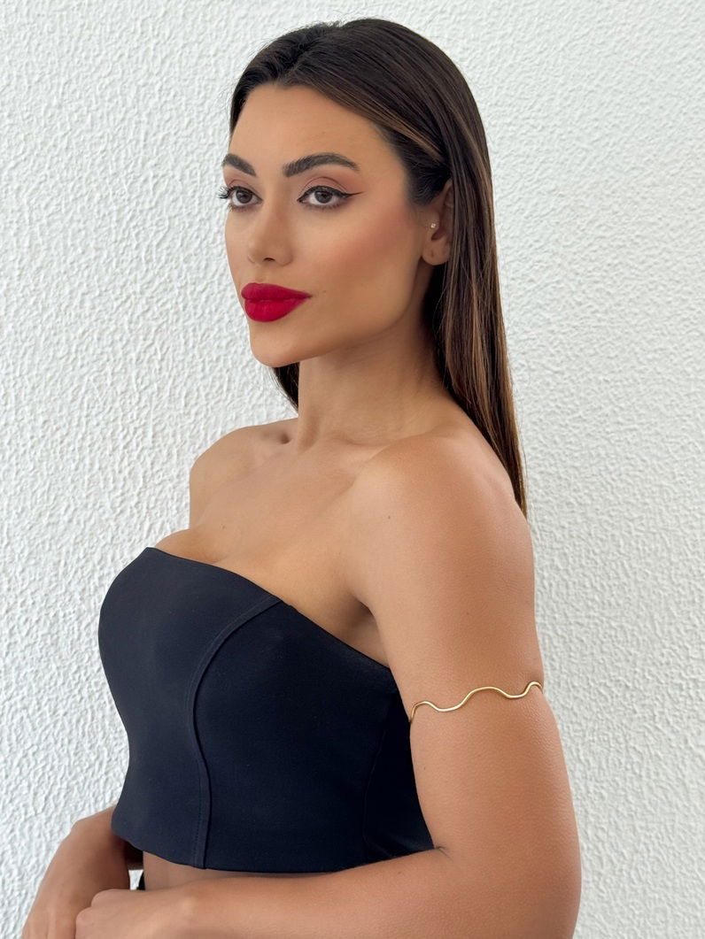 Bracelete de Bíceps Folheado a Ouro 18k e Prata Ondulado